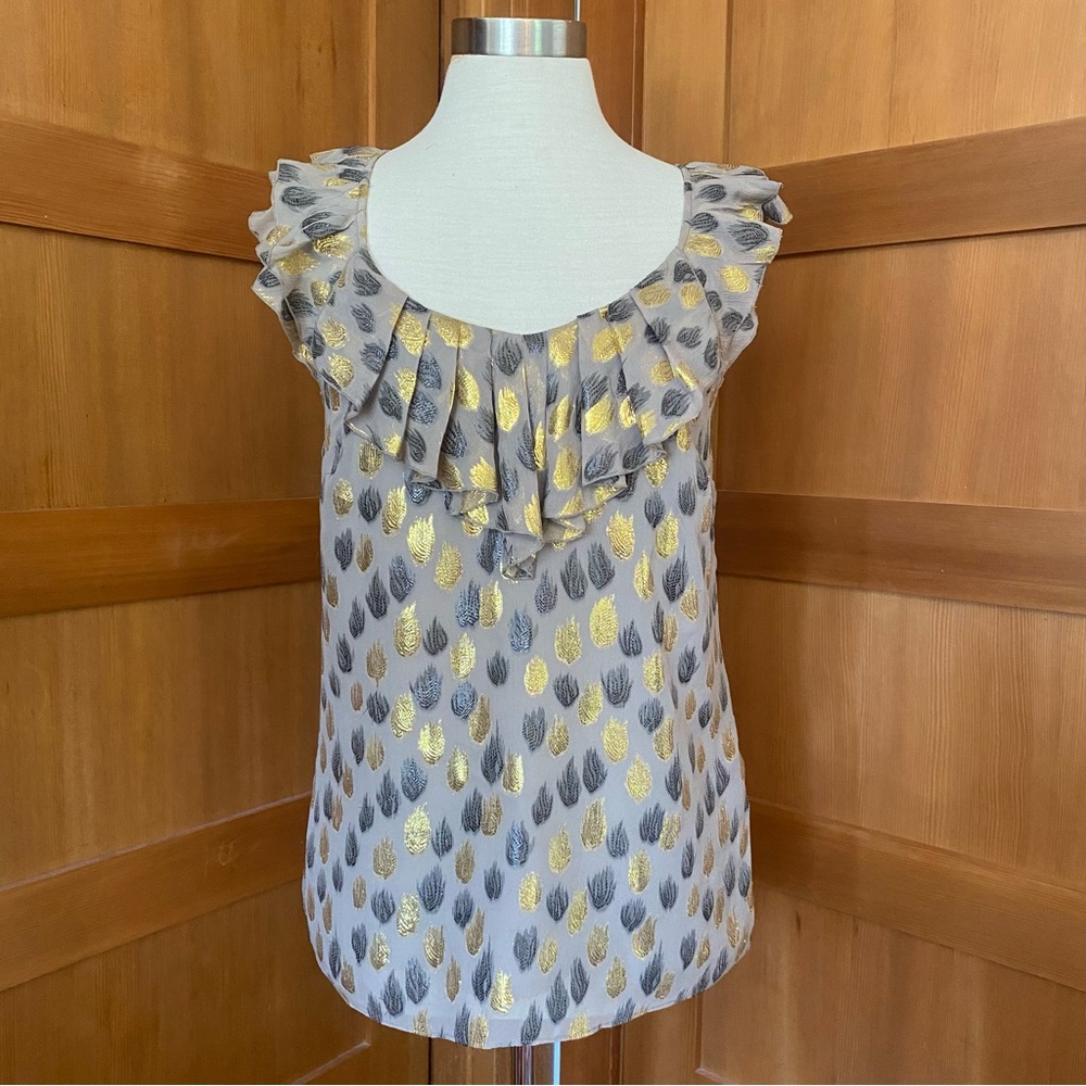 Leifsdottir Anthropologie Metallic Firebird Blouse
